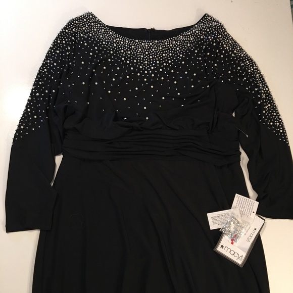 Betsy & Adam Womens Black Embellished Formal Dress Gown Plus 16W - Picture 9 of 12
